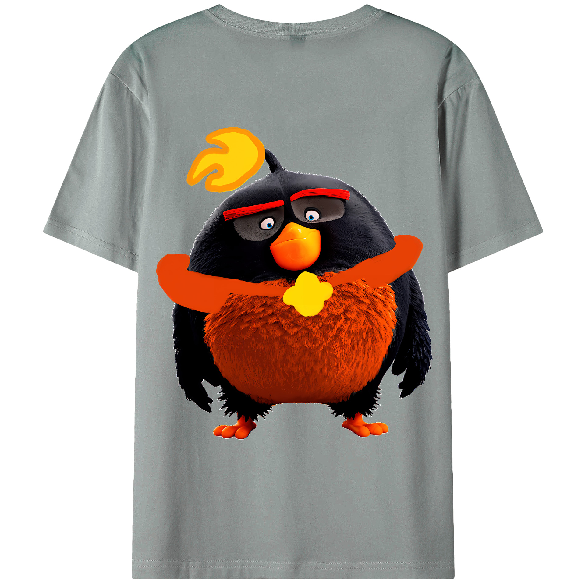 （画像用） Angry Birds アングリーバード 綿100％ メンズ半袖Tシャツ（バックプリント） 通気性